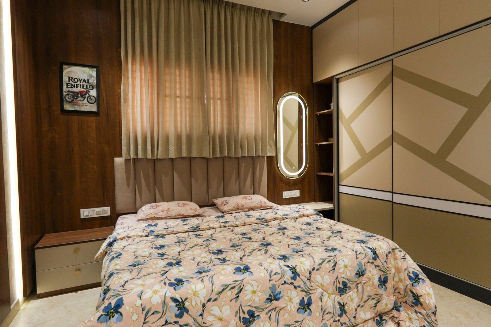 Master bedroom feature wall